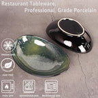 Ceramic Serving Platters Set of 4, 12.1 Inch Curved Oval Salad Plates for Entertaining, Modern Kitchen Dishes, alternate view