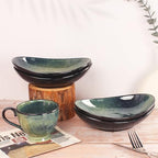 Ceramic Serving Platters Set of 4, 12.1 Inch Curved Oval Salad Plates for Entertaining, Modern Kitchen Dishes, alternate view