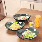 Ceramic Serving Platters Set of 4, 12.1 Inch Curved Oval Salad Plates for Entertaining, Modern Kitchen Dishes, alternate view
