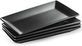 Ceramic Serving Platters Set of 4, 9.8 In Black Rectangular Plates in: 9.85 in x 5.1 in in B-Black Platter