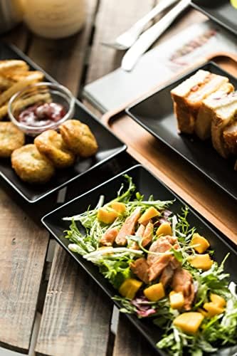 Ceramic Serving Platters Set of 4, 9.8 In Black Rectangular Plates in: 9.85 in x 5.1 in in B-Black Platter, alternate view 2