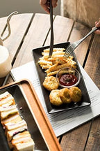 Ceramic Serving Platters Set of 4, 9.8 In Black Rectangular Plates in: 9.85 in x 5.1 in in B-Black Platter, alternate view 5