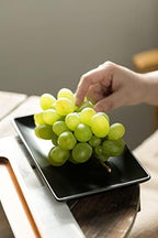 Ceramic Serving Platters Set of 4, 9.8 In Black Rectangular Plates in: 9.85 in x 5.1 in in B-Black Platter, alternate view 6