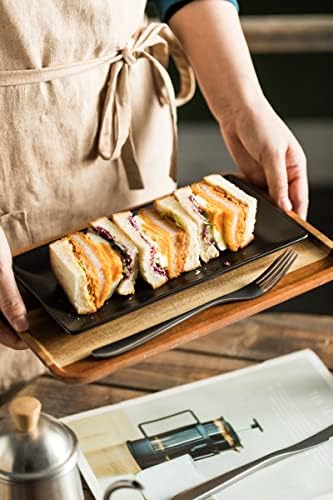 Ceramic Serving Platters Set of 4, 9.8 In Black Rectangular Plates in: 9.85 in x 5.1 in in B-Black Platter, alternate view 7