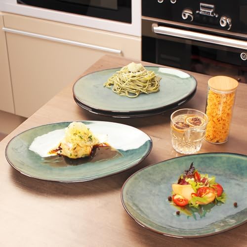 Ceramic Serving Platters - Set of 4 Curved Oval Plates for Entertaining, Modern Kitchen Dishes for Dinner, alternate view 2