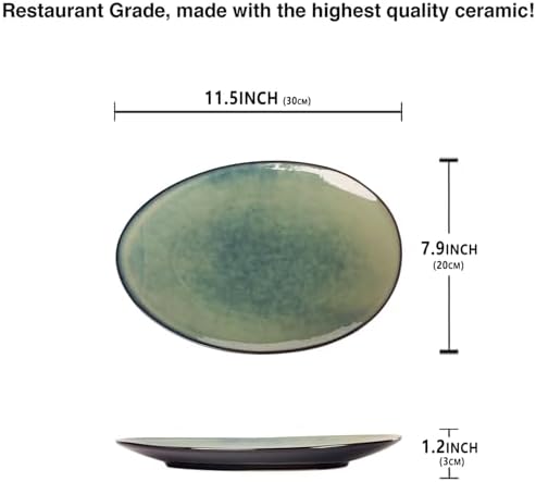 Ceramic Serving Platters - Set of 4 Curved Oval Plates for Entertaining, Modern Kitchen Dishes for Dinner, alternate view 3