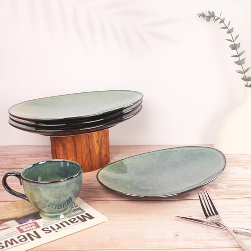 Ceramic Serving Platters - Set of 4 Curved Oval Plates for Entertaining, Modern Kitchen Dishes for Dinner, alternate view 5