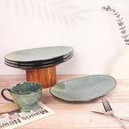 Ceramic Serving Platters - Set of 4 Curved Oval Plates for Entertaining, Modern Kitchen Dishes for Dinner, alternate view 5