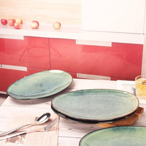 Ceramic Serving Platters - Set of 4 Curved Oval Plates for Entertaining, Modern Kitchen Dishes for Dinner, alternate view 7