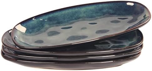 Ceramic Serving Platters - Set of 4 Oval Salad Plates for Entertaining, Modern Kitchen Dishes for Dinner, Fruit