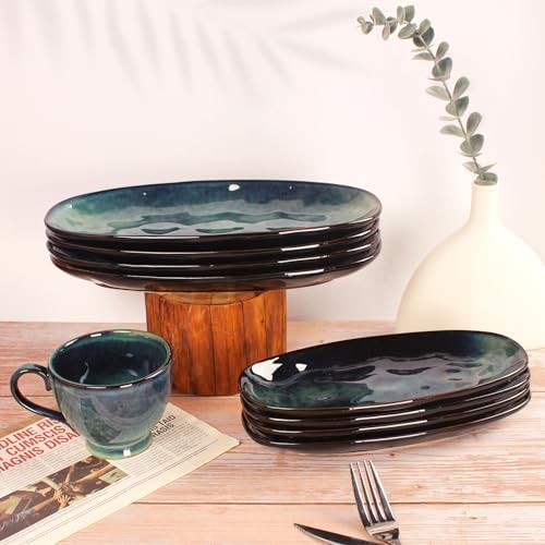 Ceramic Serving Platters - Set of 4 Oval Salad Plates for Entertaining, Modern Kitchen Dishes for Dinner, Fruit, alternate