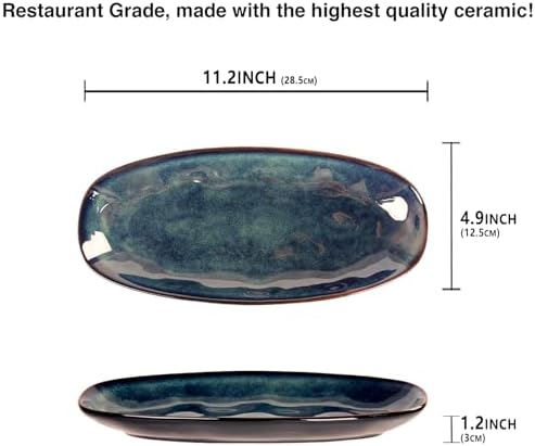 Ceramic Serving Platters - Set of 4 Oval Salad Plates for Entertaining, Modern Kitchen Dishes for Dinner, Fruit, alternate