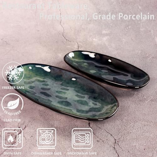 Ceramic Serving Platters - Set of 4 Oval Salad Plates for Entertaining, Modern Kitchen Dishes for Dinner, Fruit, alternate