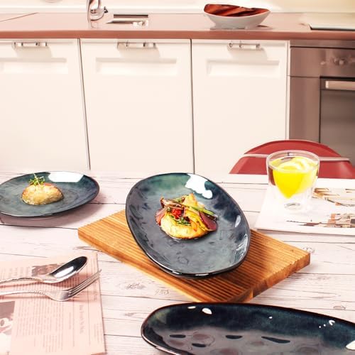Ceramic Serving Platters - Set of 4 Oval Salad Plates for Entertaining, Modern Kitchen Dishes for Dinner, Fruit, alternate
