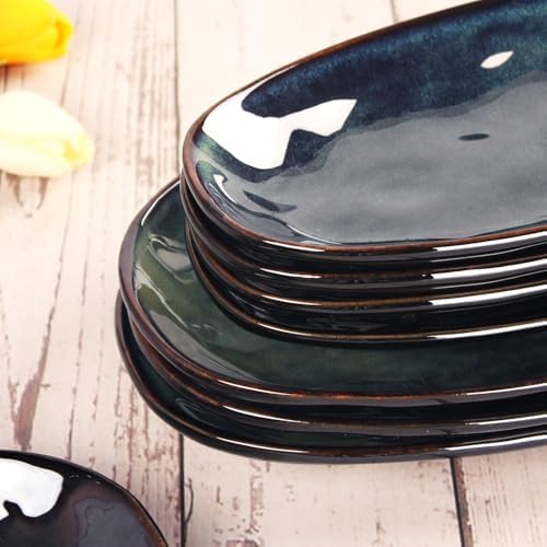 Ceramic Serving Platters - Set of 4 Oval Salad Plates for Entertaining, Modern Kitchen Dishes for Dinner, Fruit, alternate