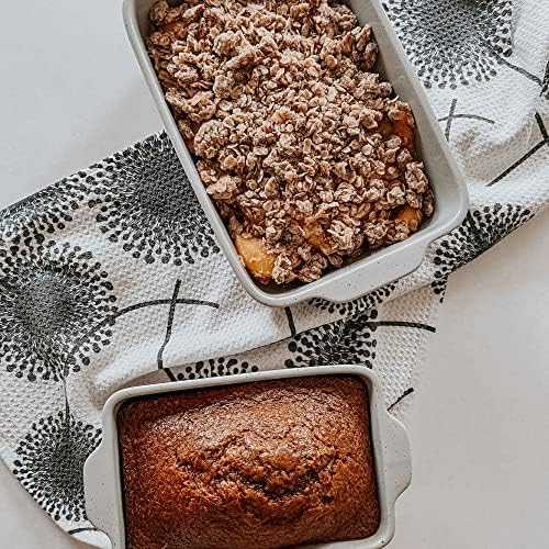 Ceramic Set of 2 Baking Dishes For Casserole, Banana Bread, Brownies, Broiling, Roasting, and Baking. 7x11 in, alternate view