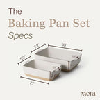 Ceramic Set of 2 Baking Dishes For Casserole, Banana Bread, Brownies, Broiling, Roasting, and Baking. 7x11 in, alternate view