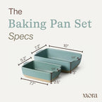Ceramic Set of 2 Baking Dishes For Casserole, Banana Bread, Brownies, Broiling, Roasting, and Baking. 7x11 in, alternate view