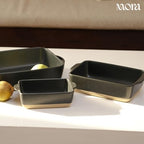 Ceramic Set of 2 Baking Dishes For Casserole, Banana Bread, Brownies, Broiling, Roasting, and Baking. 7x11 in, alternate view