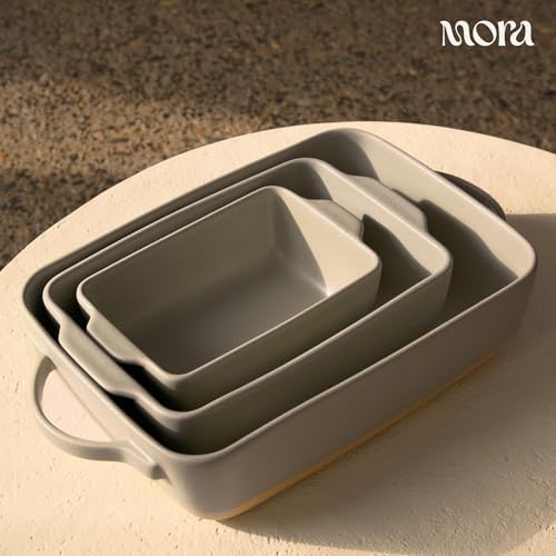 Ceramic Set of 2 Baking Dishes For Casserole, Banana Bread, Brownies, Broiling, Roasting, and Baking. 7x11 in, alternate view