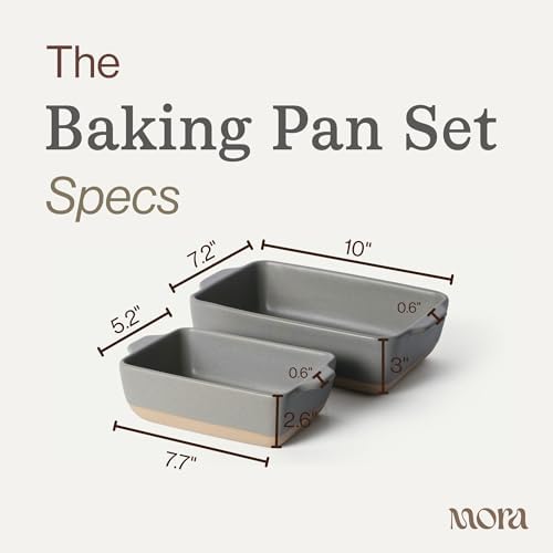 Ceramic Set of 2 Baking Dishes For Casserole, Banana Bread, Brownies, Broiling, Roasting, and Baking. 7x11 in, alternate view