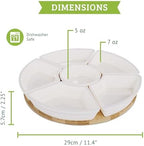Ceramic Taco Lazy Susan, Taco Serving Platter, 6 Bowls, 10.2 in in 10.2-Inch in White, alternate view 3