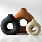 Ceramic Vase Home Table Decor - Flower Vases Set of 3 Small Living Room Centerpiece Decorations for Shelf