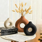 Ceramic Vase Home Table Decor - Flower Vases Set of 3 Small Living Room Centerpiece Decorations for Shelf, alternate view 2