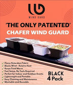 Chafer Wind Guard - 4 Pack Chafing Dish Sterno Covers for Buffet - Black in Black