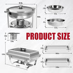 Chafing Dish Buffet Set, 2 Pack, 5QT Round & 8QT Rectangle, alternate view 2