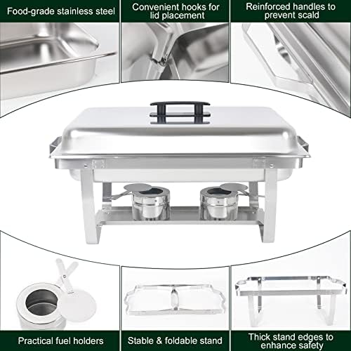 Chafing Dish Buffet Set, 2 Pack, 5QT Round & 8QT Rectangle, alternate view 5