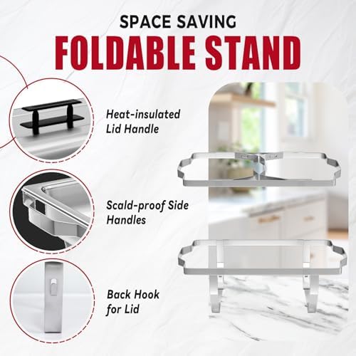 Chafing Dish Buffet Set, 4 Pack, 5QT Round & 8QT Rectangle, alternate view 4