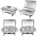 Chafing Dish Buffet Set[4 Pack] 8QT Stainless Steel Buffet Chafers, Catering Food Warmers Set With 7 Trays