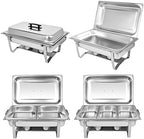 Chafing Dish Buffet Set[4 Pack] 8QT Stainless Steel Buffet Chafers, Catering Food Warmers Set With 7 Trays