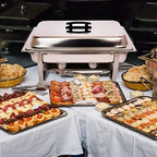 Chafing Dish Buffet Set[4 Pack] 8QT Stainless Steel Buffet Chafers, Catering Food Warmers Set With 7 Trays, alternate view 5