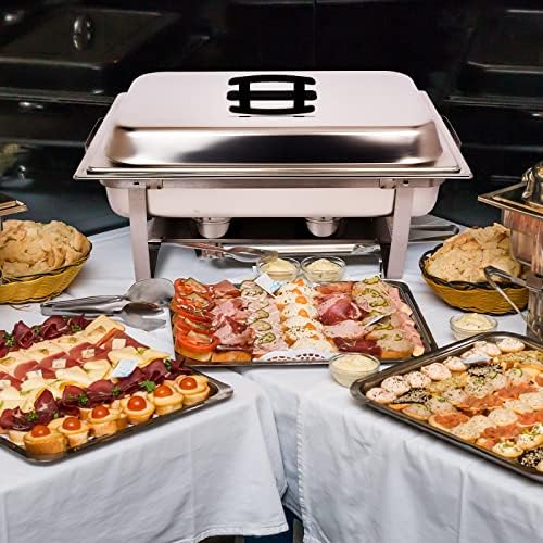 Chafing Dish Buffet Set[4 Pack] 8QT Stainless Steel Buffet Chafers, Catering Food Warmers Set With 7 Trays, alternate view 5