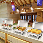 Chafing Dish Buffet Set[4 Pack] 8QT Stainless Steel Buffet Chafers, Catering Food Warmers Set With 7 Trays, alternate view 6