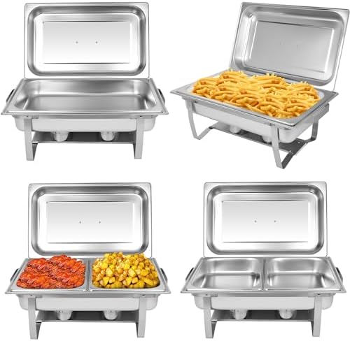 Chafing Dish Buffet Set[4 Pack] 8QT Stainless Steel Buffet Chafers, Catering Food Warmers Set with 6 Trays in, alternate view