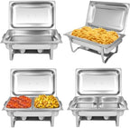 Chafing Dish Buffet Set[4 Pack] 8QT Stainless Steel Buffet Chafers, Catering Food Warmers Set with 6 Trays in, alternate view