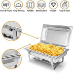 Chafing Dish Buffet Set[4 Pack] 8QT Stainless Steel Buffet Chafers, Catering Food Warmers Set with 6 Trays in, alternate view