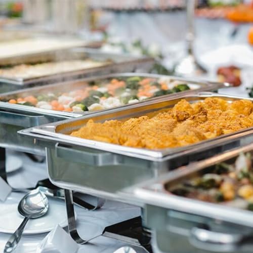 Chafing Dish Buffet Set[4 Pack] 8QT Stainless Steel Buffet Chafers, Catering Food Warmers Set with 6 Trays in, alternate view