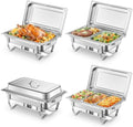 Chafing Dish Buffet Set 4 Pack 9.5QT Stainless Steel Chafers 7 Pan in Silver