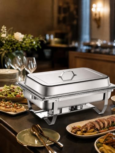 Chafing Dish Buffet Set 4 Pack 9.5QT Stainless Steel Chafers 7 Pan in Silver, alternate view 2
