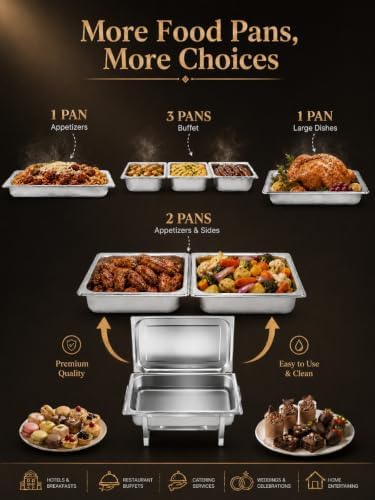 Chafing Dish Buffet Set 4 Pack 9.5QT Stainless Steel Chafers 7 Pan in Silver, alternate view 3