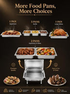 Chafing Dish Buffet Set 4 Pack 9.5QT Stainless Steel Chafers 7 Pan in Silver, alternate view 3