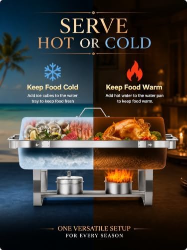Chafing Dish Buffet Set 4 Pack 9.5QT Stainless Steel Chafers 7 Pan in Silver, alternate view 4