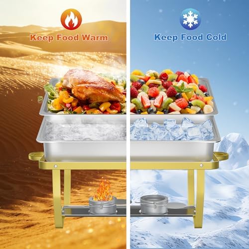Chafing Dish Buffet Set, 4 Packs, 9.5QT, Stainless Steel, Gold in Gold, alternate view 6