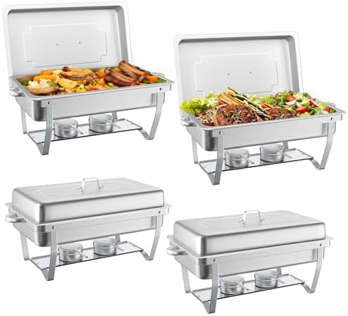 Chafing Dish Buffet Set, 4 Packs, 9.5QT, Stainless Steel, Silver in Silver
