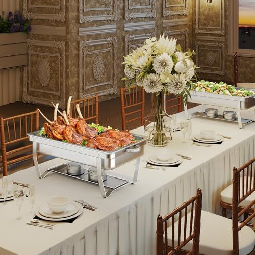 Chafing Dish Buffet Set, 4 Packs, 9.5QT, Stainless Steel, Silver in Silver, alternate view 2