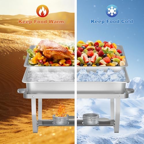 Chafing Dish Buffet Set, 4 Packs, 9.5QT, Stainless Steel, Silver in Silver, alternate view 6